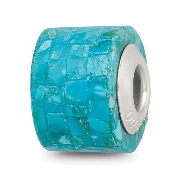 New Sterling Silver Reflections Turquoise Mosaic Bead - Picture 3 of 3